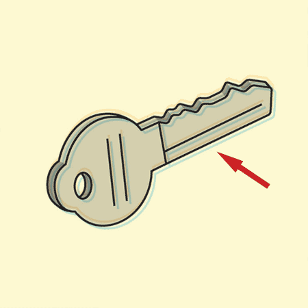 detail displaying the key used with a lockset