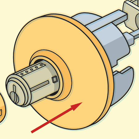 detail displaying the rosette on a lockset