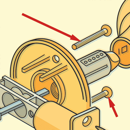 detail displaying the mounting bolts on a lockset