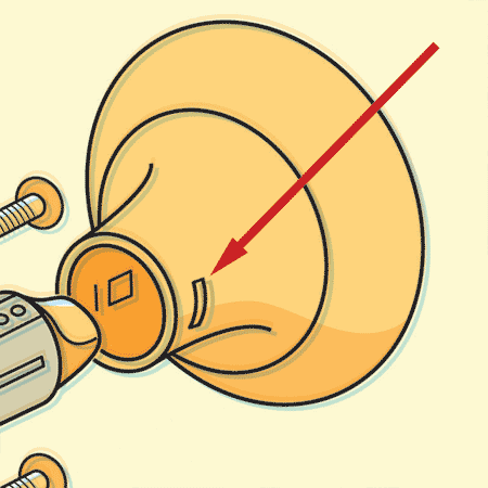 detail displaying the knob retaining hole on a lockset