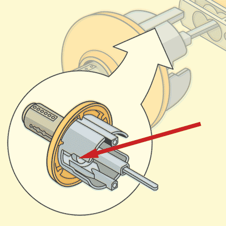 detail displaying the spring on a lockset