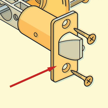 detail displaying the faceplate on a lockset