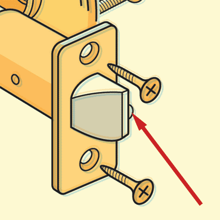 detail displaying the dead latch plunger on a lockset