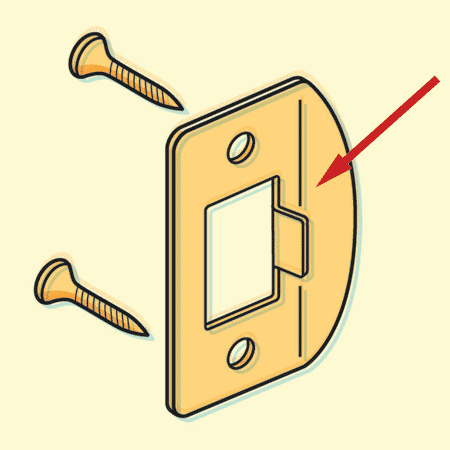 detail displaying the strike on a lockset
