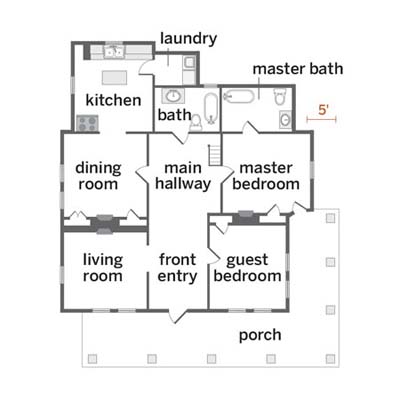 floorplan of remodeled bungalow