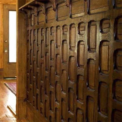 salvaged wainscoting installed and refinished in the reader remodeled hallway