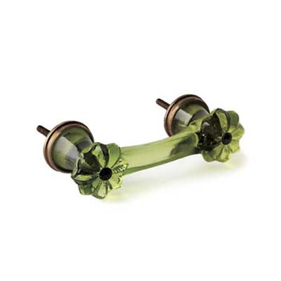 green and metal cabinet hardware