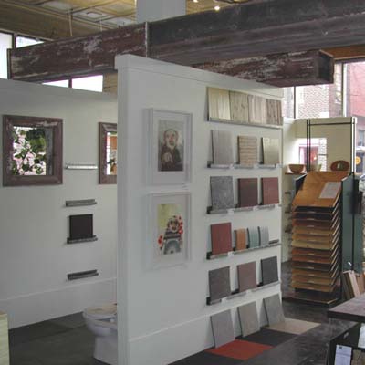 Straw Sticks & Bricks green showroom