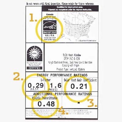 example of a label you might find on a newly purchased window