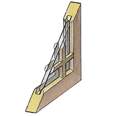 muntins adhered to the inside and outside pane of this glass and wood windows