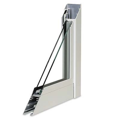 cross section of an aluminum frame window as an example of an alternative to wood