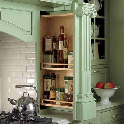 slide out spice rack designed using kitchen cabinets