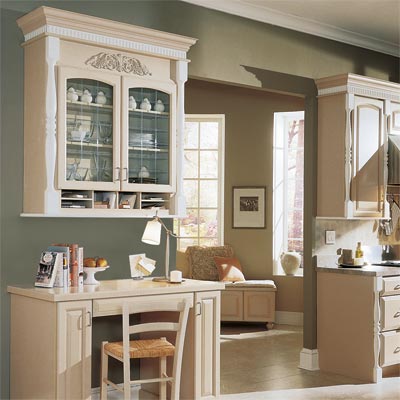 work station designed using kitchen cabinets