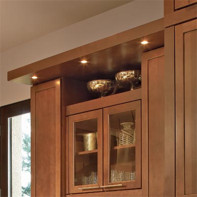 lighted soffit designed using kitchen cabinets