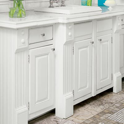 custom casework for the bottom cabinets in the bath vanity
