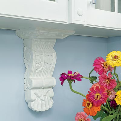 decorative brackets for glass-front cabinets
