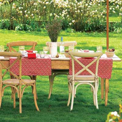 outdoor dining table covered with canopy
