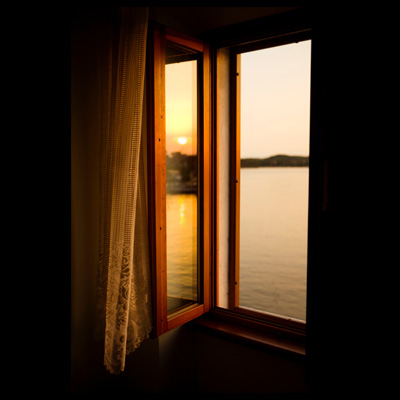open window at dusk