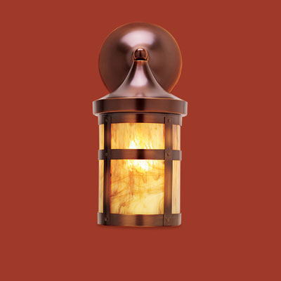 an antiqued-copper sconce to fit a Craftsman-style porch
