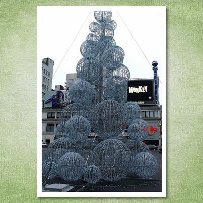 christmas tree made from silver wire balls