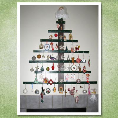 diy christmas tree hung on wall