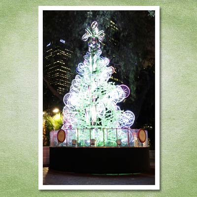 christmas tree made out of bicycles