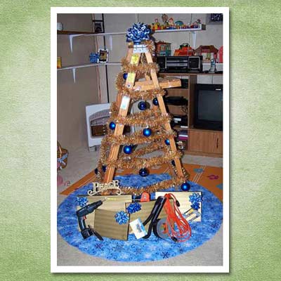 christmas tree made of ladders