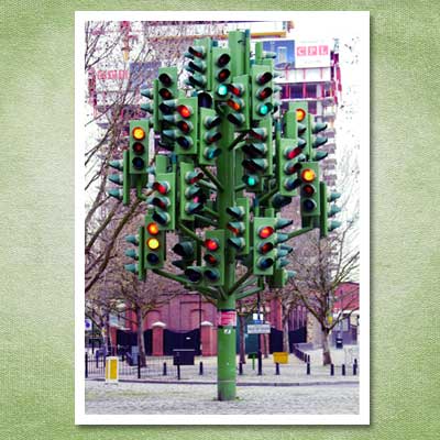 christmas tree made from traffic lights