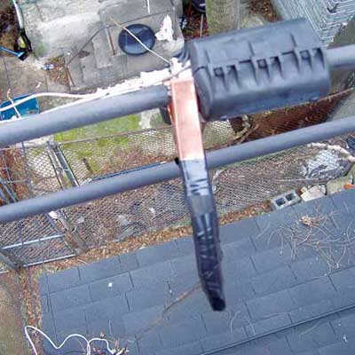jumper cable attached to an electrical utility service line
