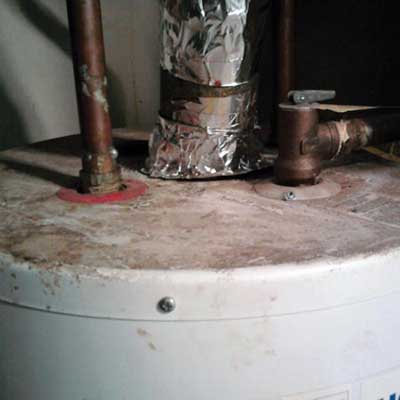 duct tape replaces the draft hood on a water heater