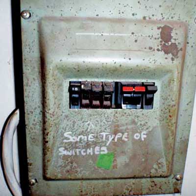 an electrical circuit panel with the words 