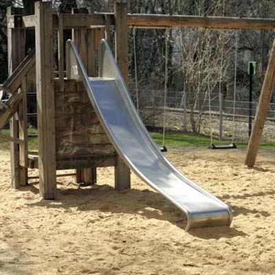 outdoor swing set cushioned with sand