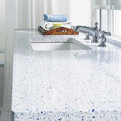 bathroom countertop with faucet