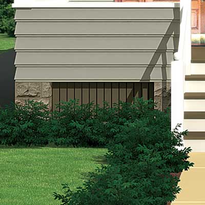 a Photoshop rendering of a cottage redesign focusing on the crawl space