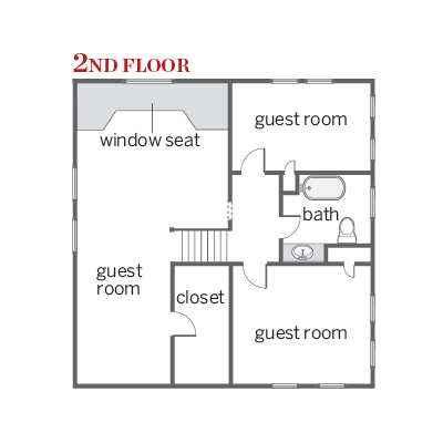 floor plan of second floor of craftsman cottage