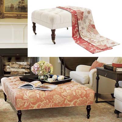 Oversized ottoman used as table or footrest