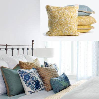 light airy bedroom with plush pillows