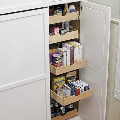 pull-out storage in this remodeled kitchen