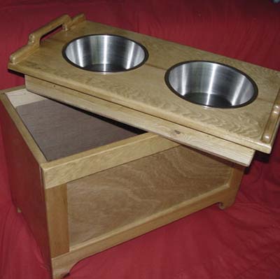 wood dog feeding station 