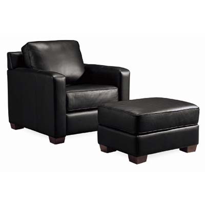black leather box-cushioned metro chair