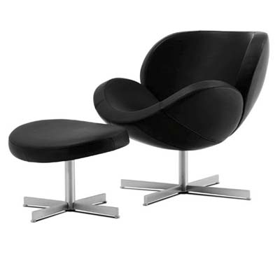 leather covered swivel base shell chair
