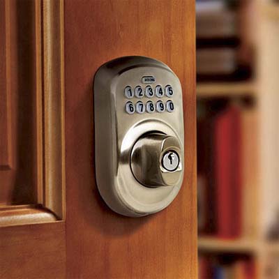 close up of an installed touch pad lock