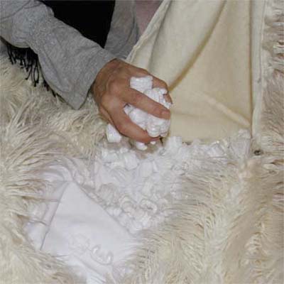 use a packing peanuts to fluff up a bean bag chair