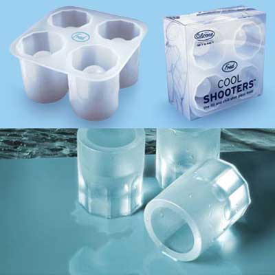 Cool Shooters; an ice tray for making cup-shaped ice for shots or cold drinks