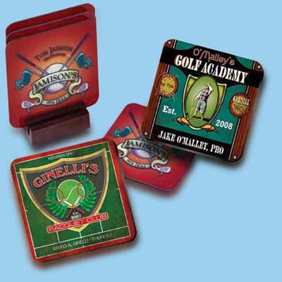 sports-themed non-skid coasters