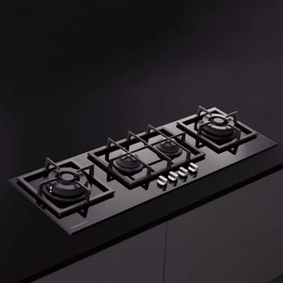 Kuppersbusch gas cooktop with four burners in a row