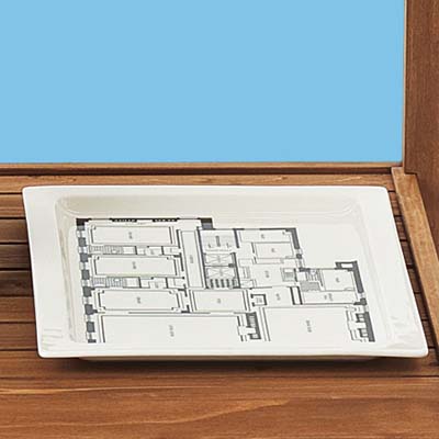 blue print style platter