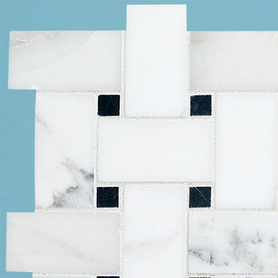 details of a high end black and white basketweave tile