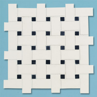 example of a mid-range  black and white basketweave tile