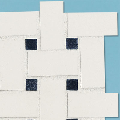 details of a mid-range black and white basketweave tile